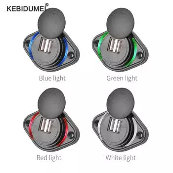 Двойная USB-разъем для быстрой зарядки со сдвижной крышкой 3.1a 12-24 В, панель адаптера зарядного устройства для автомобиля, лодки, автобуса, мотоциклетного кресла белый