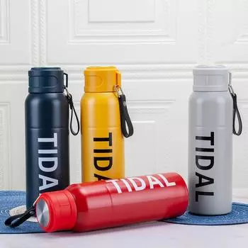 Двойная вакуумная изоляция, чашка, автомобильная, простая, большой емкости, для воды, для спорта на открытом воздухе, для путешествий, портативная, с ручкой 500ml