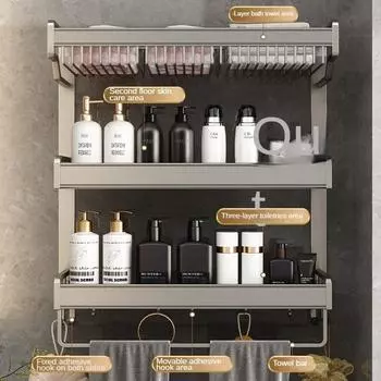 Двойная вешалка для полотенец, полка для ванной комнаты, алюминиевая вешалка для полотенец, цельная настенная полка для ванной комнаты, туалетный гарнитур для ванной комнаты