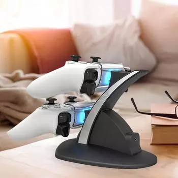 Двойная зарядная подставка для беспроводного контроллера HBP-253 с подсветкой для PS5 (черный)