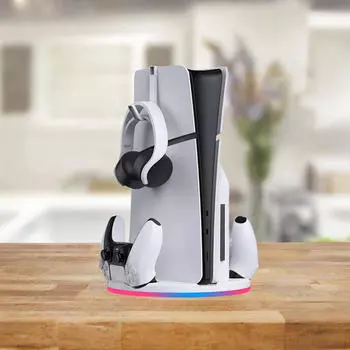 Двойная зарядная станция для контроллеров Вертикальная подставка с подсветкой Удобная для переноски Эффективная