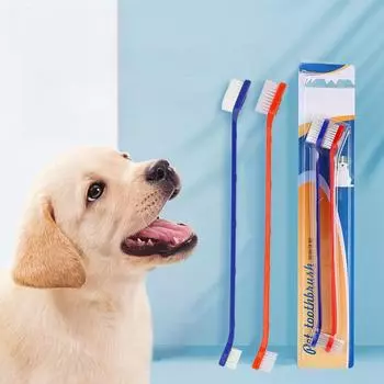 Двойная зубная щетка для кошек и собак — инструмент для чистки и чистки полости рта Double Head