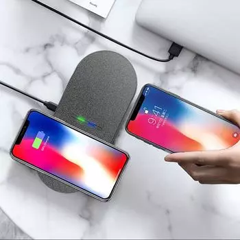 Двойное беспроводное быстрое зарядное устройство мощностью 15 Вт для телефонов и Bluetooth-гарнитур