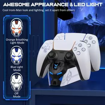 Двойное быстрое зарядное устройство BEBONCOOL для PS5, подставка для беспроводного контроллера Sony PlayStation 5, геймпад DualSense, зарядная база для контроллера