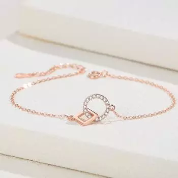 Двойное кольцо, квадратный женский браслет, модное серебро S925, корейский стиль, геометрический бриллиант, светлый роскошный стиль, универсальные серебряные украшения Adjustable size