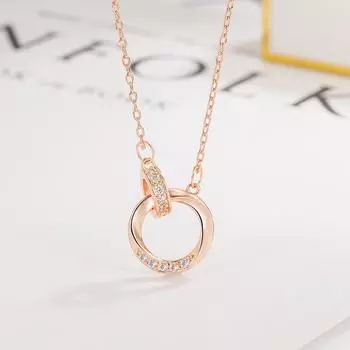 Двойное кольцо Mobius с бриллиантовой инкрустацией, парное ожерелье для мужчин и женщин, легкий, роскошный, нишевый, высококачественный подарок на День святого Валентина