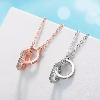 Двойное кольцо, ожерелье, женские подарки на День святого Валентина, циркониевые украшения, ключичная цепочка, креативные украшения, романтические аксессуары copper белого золота