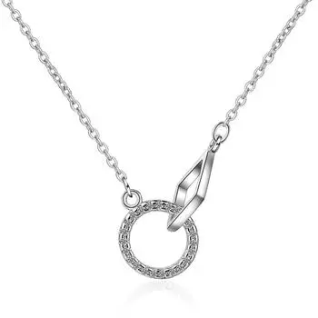 Двойное кольцо ожерелье Женский простой кулон короткая ключичная цепочка Tide People ювелирные изделия ожерелье с подвеской Подарки на День святого Валентина Романтические аксессуары copper белого золота