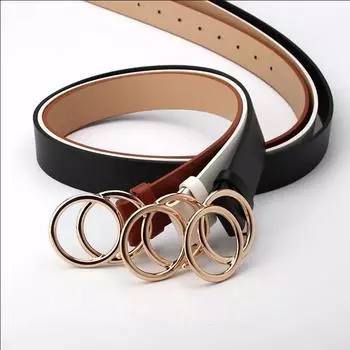 Двойное кольцо женская мода поясной ремень из искусственной кожи металлическая пряжка в форме сердца для дам чёрный