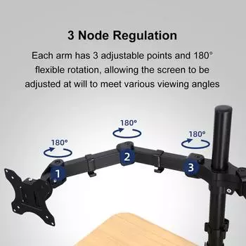 Двойное крепление для монитора из алюминиевого сплава, вращающаяся на 360 градусов подставка для монитора, удерживает экраны 1732 дюйма, регулируемая PM50