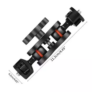 Двойное крепление с шаровой головкой и винтовым кронштейном 1/4 для камеры, прочный кронштейн, видеоаксессуары, укрепление с помощью шестигранного ключа