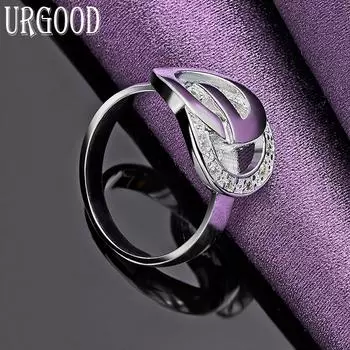 Двойное круглое кольцо с цирконом AAA из стерлингового серебра 925 пробы, модные ювелирные изделия 7#