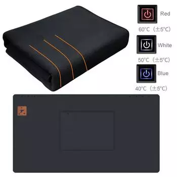 Двойное одеяло с электрическим подогревом, шаль, мягкая зимняя теплая моющаяся USB-сейф с 3-скоростным контролем температуры One Size чёрный