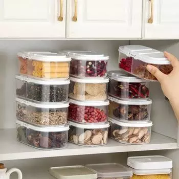 Двойное отделение с крышкой, герметичная банка для сухофруктов, многофункциональная кухонная пластиковая банка для хранения на холодильнике белый