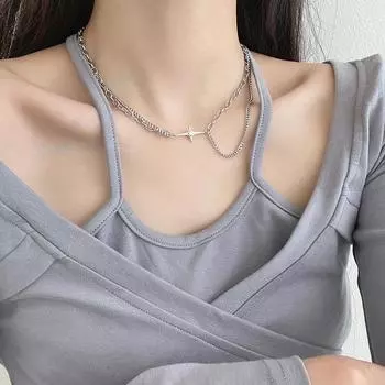 Двойное ожерелье из стерлингового серебра 925 пробы с цирконием «доджи» с женским нишевым дизайном, модная цепочка на ключицу 925 silver