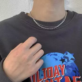 Двойное ожерелье из стерлингового серебра для женщин в стиле хип-хоп, простое, темпераментное, индивидуальное, ретро, Гонконг, простое кольцо, цепочка на ключицу, прилив