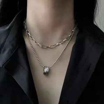 Двойное ожерелье в стиле панк-стрит, нишевый дизайн, темперамент, титановая стальная цепочка на ключицу, цепочка для свитера с холодным ветром, хип-хоп, прилив