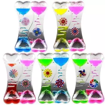 Двойное сердце, жидкие песочные часы, таймер, пузырьковое капельное масло, часы, детская игрушка в подарок розовый/красный