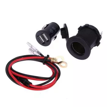 Двойное USB мини зарядное устройство для телефона с проводом 60 см водонепроницаемый адаптер прикуривателя гнездо прикуривателя для мобильного телефона планшета CHINA