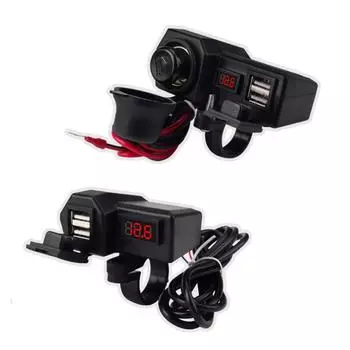 Двойное USB-зарядное устройство для мотоцикла, USB-адаптер для зарядного устройства для телефона 5 В, 3,4 А с независимым выключателем, 2-in-1