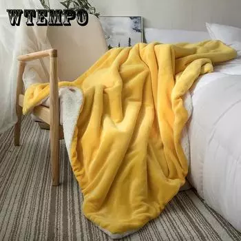Двойное утолщенное одеяло из овечьего флиса, одеяло с ворсом из кораллового флиса, зимнее теплое одеяло 80*140cm