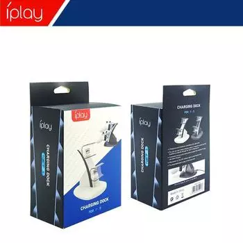 Двойное зарядное устройство для игрового контроллера PS5 с синим световым индикатором белый