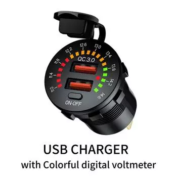 Двойное зарядное устройство USB 36 Вт с переключателем вольтметра USB-розетка Быстрое зарядное устройство для 12 В автомобиля Лодка Мотоцикл Грузовик Гольф Dual USB 4.8A