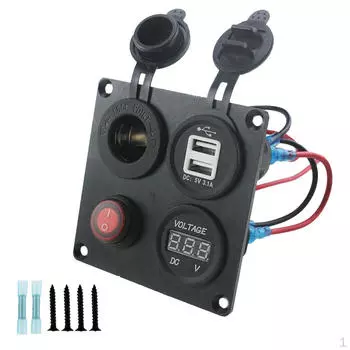 Двойное зарядное устройство USB 3.1A 5V + светодиодный вольтметр розетка выключатель питания для автомобиля лодки морской