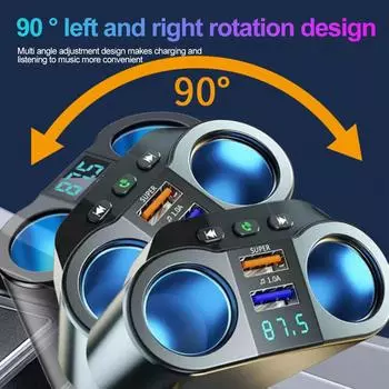 Двойное зарядное устройство USB для быстрой зарядки, автомобильный прикуриватель, разветвитель, автомобильные FM-передатчики, Bluetooth, беспроводное автомобильное зарядное устройство, дропшиппинг