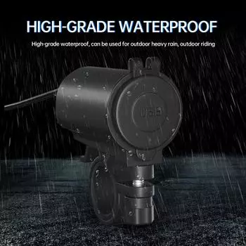 Двойное зарядное устройство USB для мотоцикла, водонепроницаемый двухпортовый USB-адаптер быстрой зарядки QC3.0 с синим светом чёрный