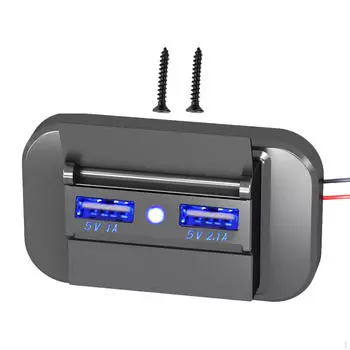 Двойное зарядное устройство USB для телефона Компактная панель розеток для автофургонов, лодок, автомобилей, грузовиков Blue Light