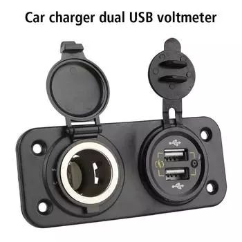 Двойное зарядное устройство USB, прикуриватель 12 В, прикуриватель, адаптер питания, розетка для автомобиля, лодки, морского мотоцикла, скутера, автофургона, комплект для самостоятельного изготовления Black