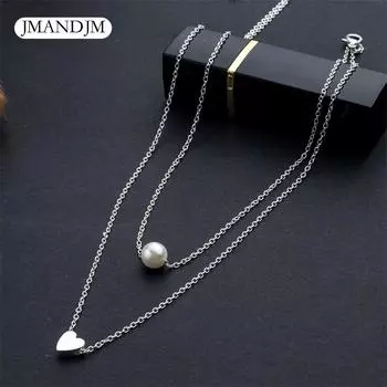 Двойное жемчужное ожерелье серебряный