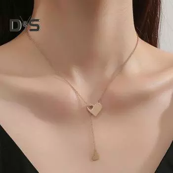 Двойное женское ожерелье в форме сердца, полое колье с сердечком, романтические украшения на годовщину свадьбы, подарки на День святого Валентина серебряный