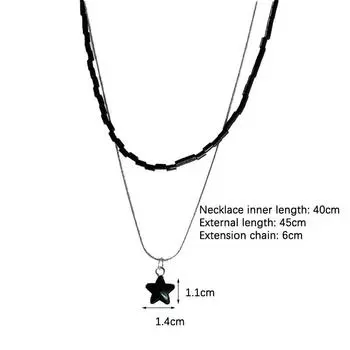 Двойное Звездное Ожерелье Двойное Черное Ожерелье-Чокер С Пентаграммой чёрный