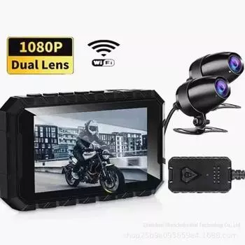 Двойной 1080P HD мотоциклетный WiFi GPS-регистратор с передней и задней камерами, 3,0-дюймовым дисплеем Standard Dual 1080P