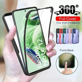 Двойной 360-градусный прозрачный чехол для телефона для Xiaomi Redmi Note 12 11 10 Pro 12S 11S 11A 12C Poco M3 M4 X3 NFC X4 X5 Pro 5G 4G противоударный мягкий чехол из ТПУ For Redmi Note 12 5G красный