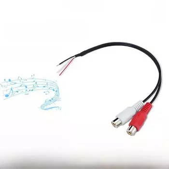 «Двойной автомобильный жгут проводов RCA Female — красный и белый аудиокабель с двумя головками Lotus, чистая медь» Dual RCA female audio cable красный/белый