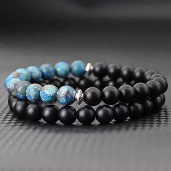 Двойной браслет из бисера для мужчин, гематит, лечебная латунь, натуральный тигровый глаз, лавовый браслет, набор из 2 парных браслетов, аксессуары для медитации