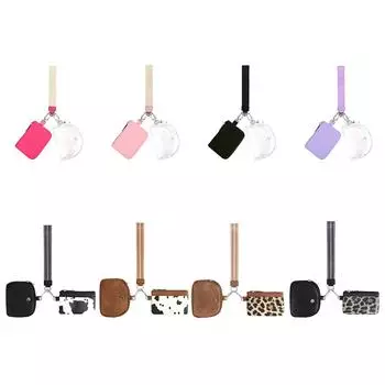 Двойной чехол на запястье для женщин, съемный брелок для ключей, кошелек для монет из искусственной кожи, держатель для карт, кошелек с карманом для монет для занятий спортом на открытом воздухе leopard pattern коричневый