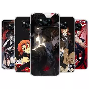 Двойной черный чехол для телефона Bungo Stray Dogs для Xiaomi Poco X3 Nfc X4 Gt X5 Pro M5S M4 M3 M2 F5 F4 F3 F2 F1 Mi Note 10 Fundas Shell Xiaomi Poco M3 Pro