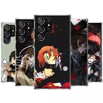 Двойной черный чехол для телефона Bungo Stray Dogs для Samsung Galaxy S24 S23 S22 Ultra S21 S20 Fe S10 Plus S10E S9 S8 + чехол в виде ракушки Samsung S24 Ultra