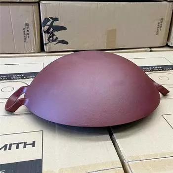 Двойной чугунный вок, чугунная кастрюля в китайском стиле, бытовая антипригарная сковорода вок, японский чугунный вок, сартен чино