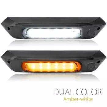 Двойной цвет 285 мм 12 В-24 В навес для крыльца, янтарно-белый водонепроницаемый светильник с переключателем для автодомов, кемперов, прицепов, лодок, автофургонов