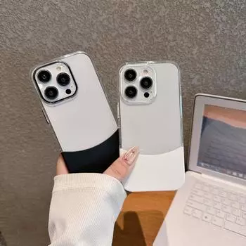 Двойной цветной противоударный чехол для телефона для iPhone 15 Pro Max 14 Plus 13 Pro 12, роскошный прозрачный чехол с защитой от царапин iPhone 15 чёрный