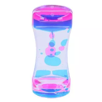 Двойной цветной таймер с жидким движением, песочные часы, игрушка-барботер с жидкостью, декор стола(Синий Розовый )
