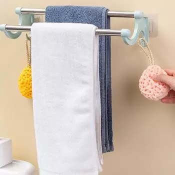 Двойной держатель для полотенец из нержавеющей стали, не требующий перфорации, настенный держатель для полотенец для ванной комнаты и кухни, аксессуары для ванной комнаты