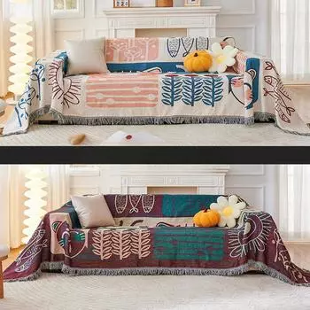 Двойной диван-полотенце, тканевый легкий роскошный чехол на четыре сезона, универсальная диванная подушка, простой чехол для дивана из хлопчатобумажной пряжи, нескользящий, устойчивый к пятнам 90*90cm