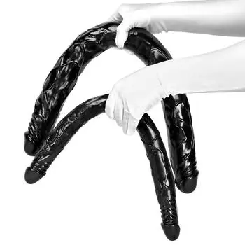 Двойной фаллоимитатор Негабаритный реалистичный пенис Большой черный член Секс-игрушка для взрослых Анальная пробка Монстр-дилдо Фистинг Женское доминирование БДСМ 55cm