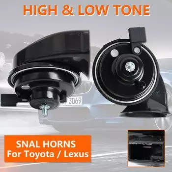 Двойной гудок улитки 12 В 110-125 дБ водонепроницаемый высокий низкий для Toyota Hilux Corolla Avensis C-HR Camry Highlander Land Cruiser Prius RAV4 чёрный